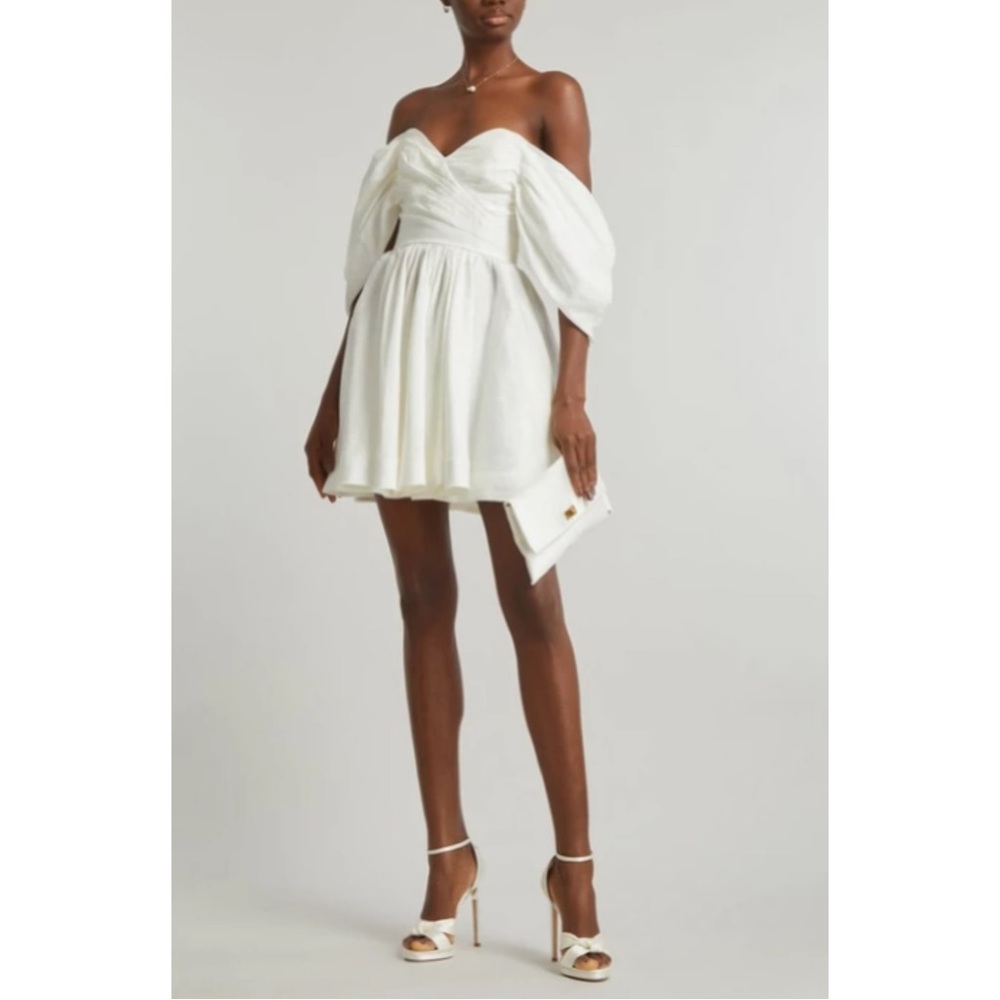AJE Zorina Off the Shoulder Linen Blend Mini Dress